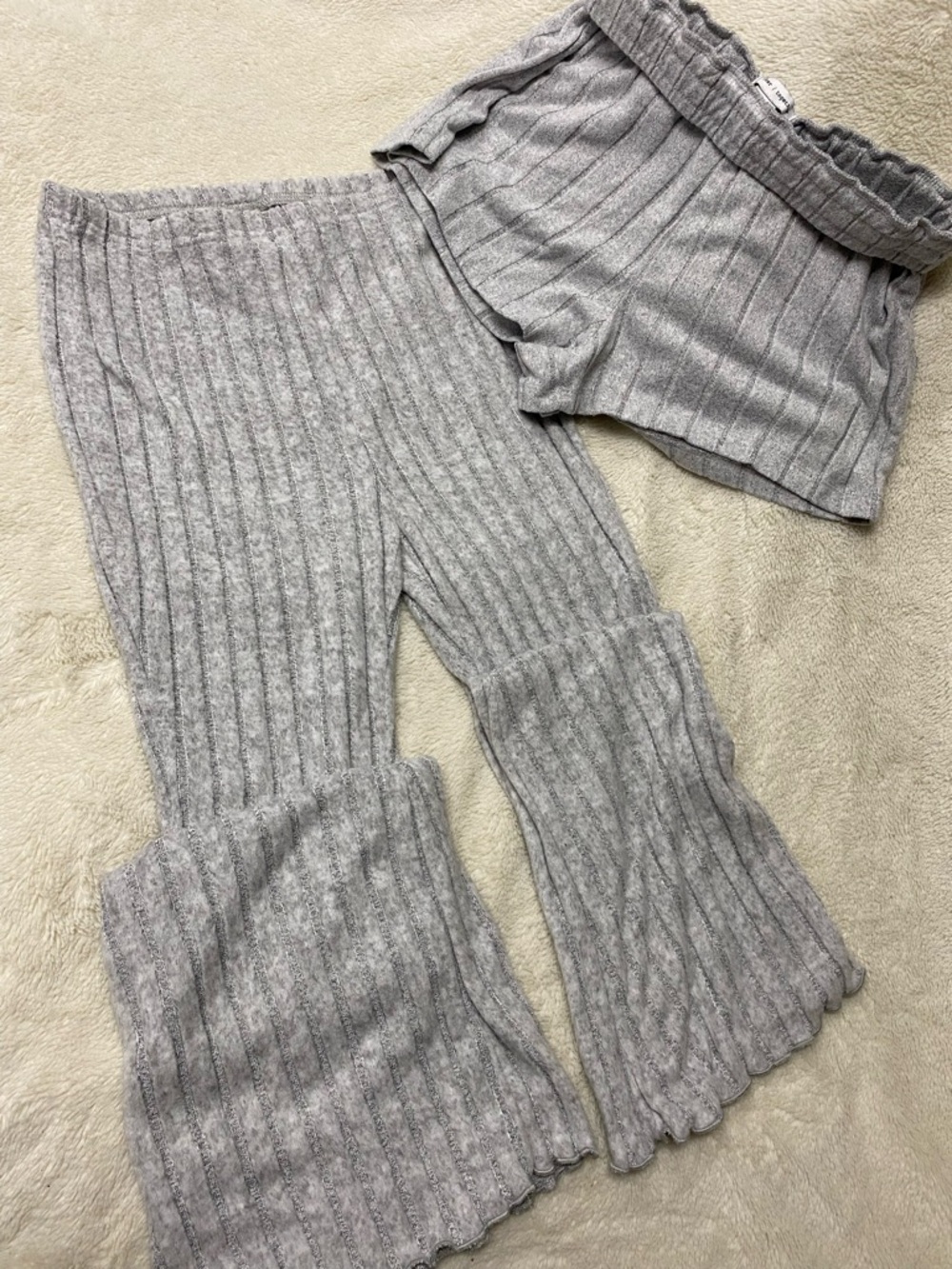 BUNDLE Cozy Ribbed Knit Two-Piece Set in Light Gray